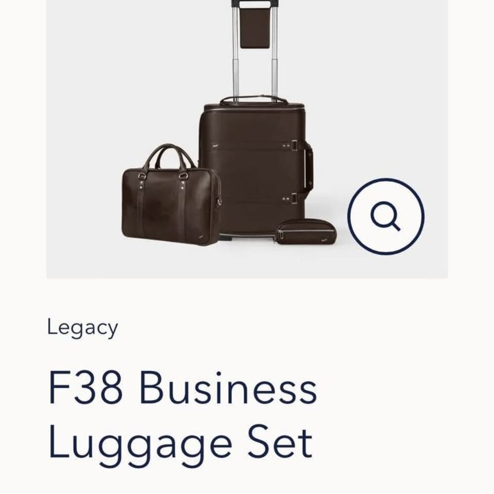 Vocier 2 piece brown leather luggage carry-on - Picture 5 of 5